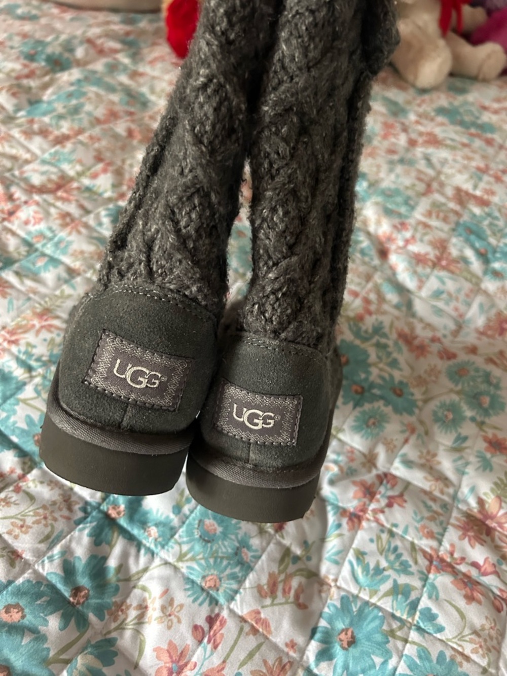 UGG Cable Knit Tall Boots - Charcoal